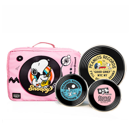 Vovarova x Peanuts - 4-in-1 Round Packing Cube - Peanuts Record Player -Pink - Samuel Ashley