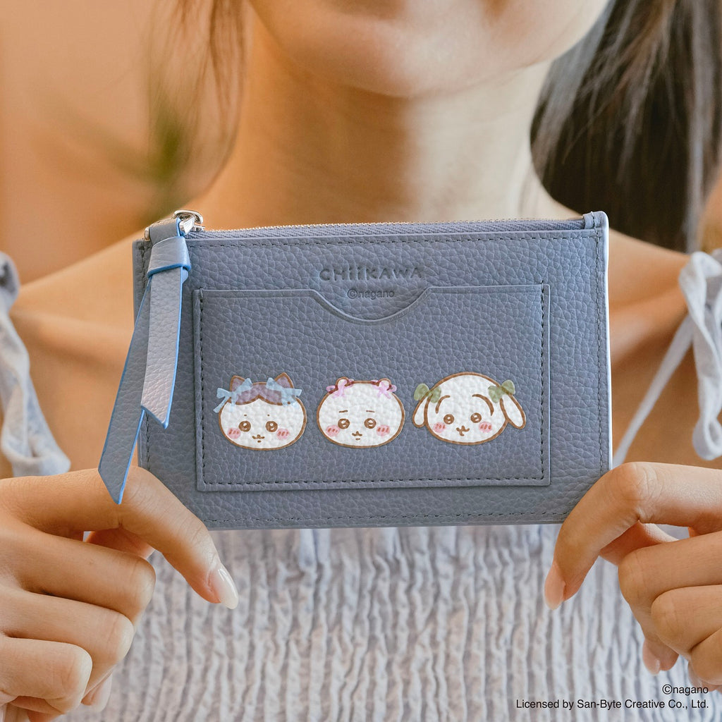 CHIIKAWA Leather Key Purse in blue - Samuel Ashley