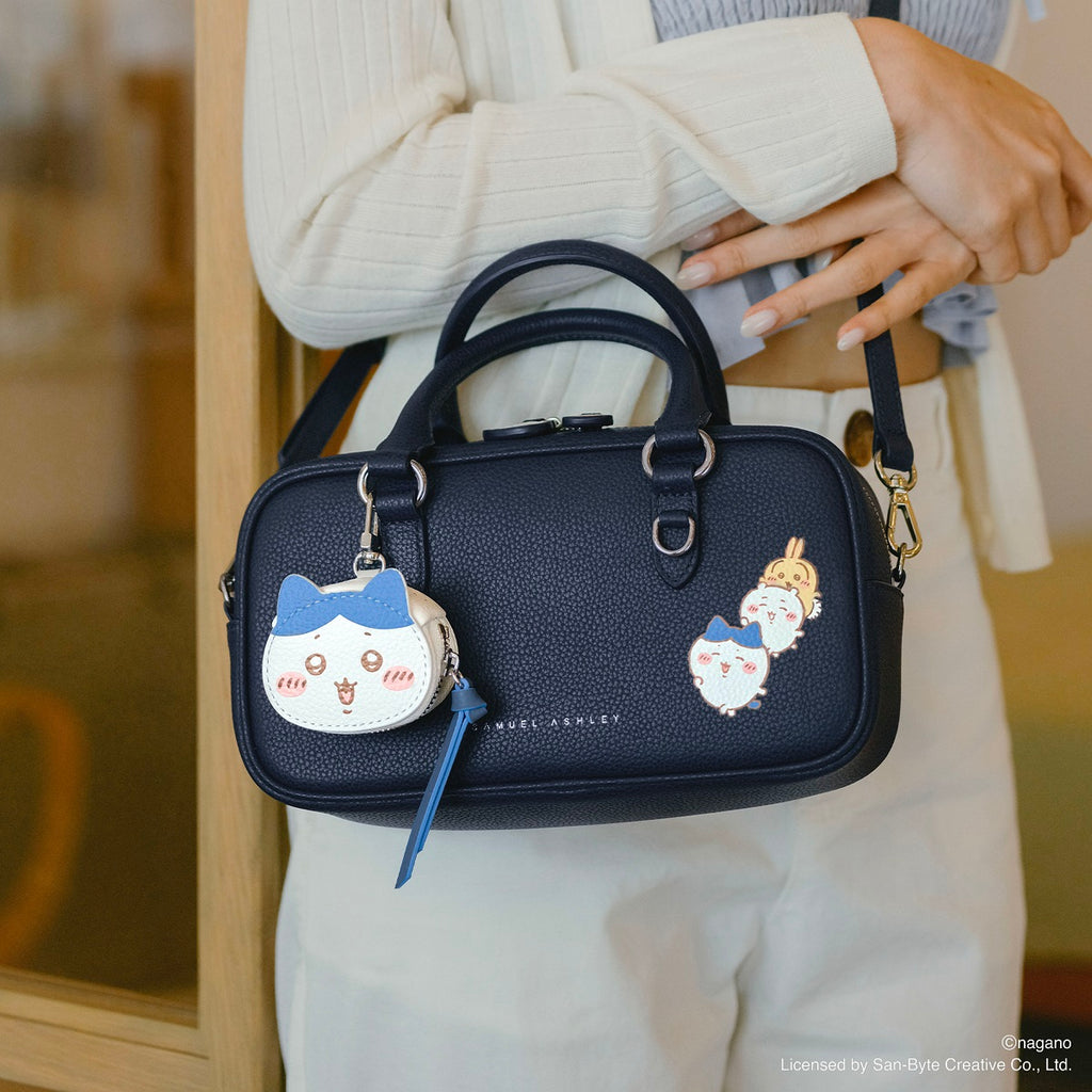 CHIIKAWA Leather Barrel Bag with Hachiware Leather Bag Charm - Samuel Ashley