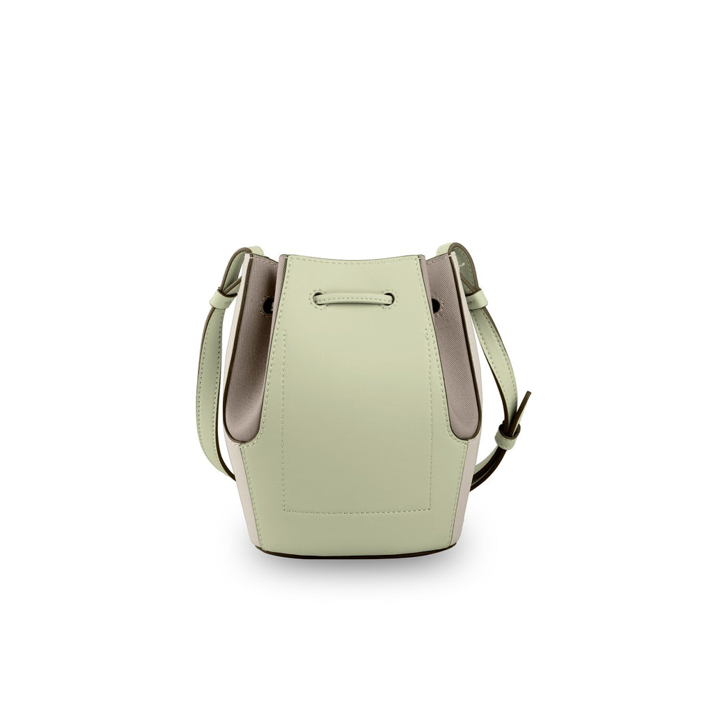 Samuel Ashley - Mini Chantal Drawstring Leather Bag in light jade