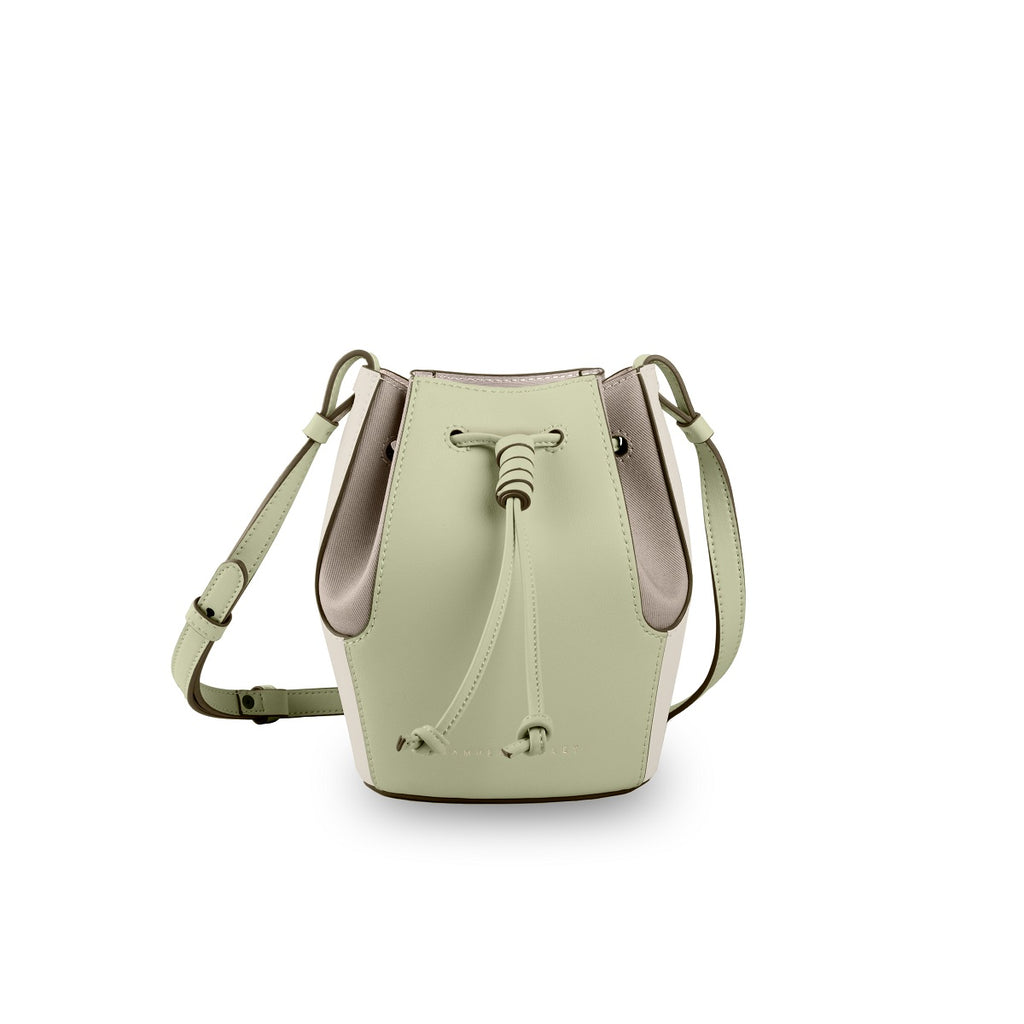 Samuel Ashley - Mini Chantal Drawstring Leather Bag in light jade