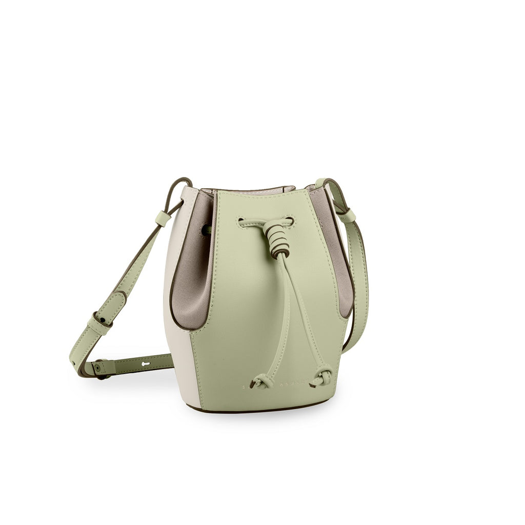 Samuel Ashley - Mini Chantal Drawstring Leather Bag in light jade