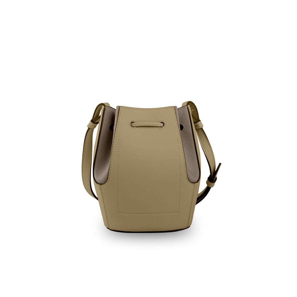 Samuel Ashley - Mini Chantal Drawstring Leather Bag in light olive