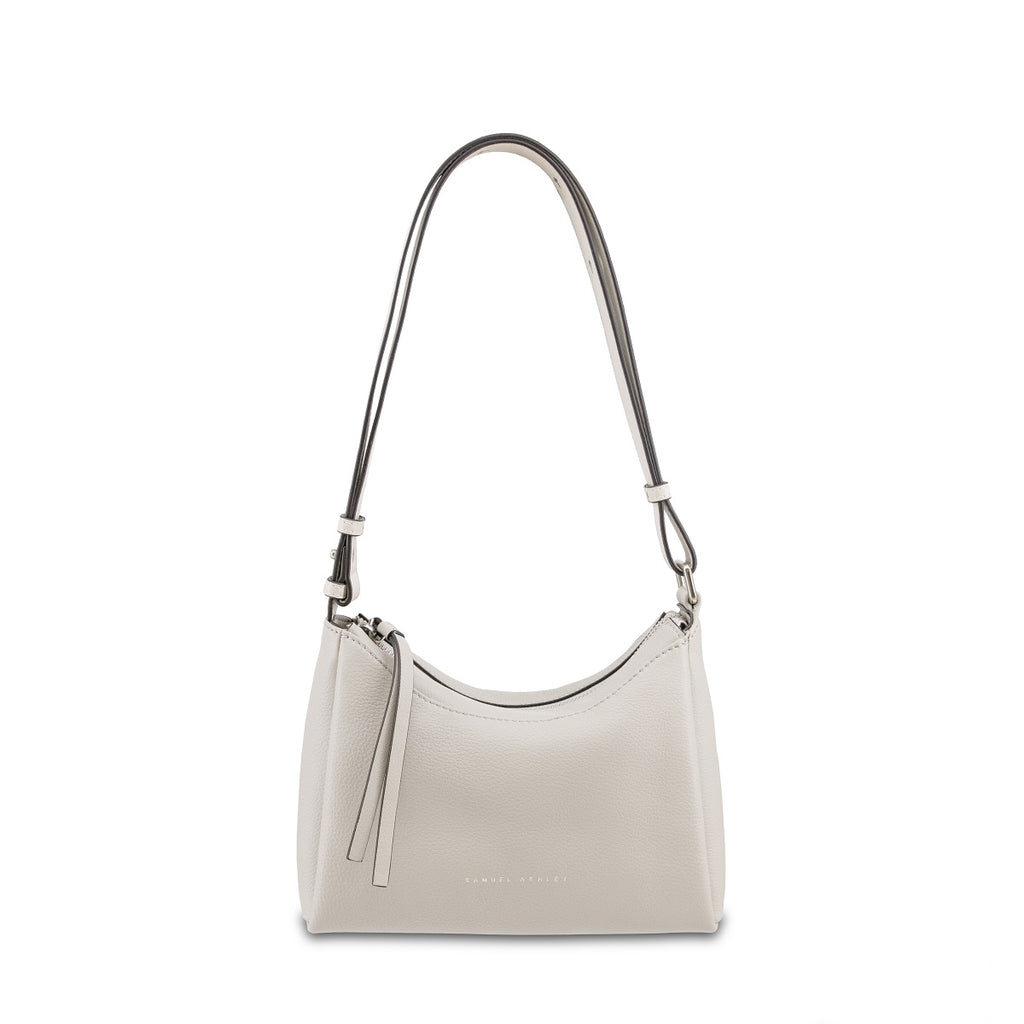 Samuel Ashley - Cameron Leather Shoulder Bag in light grey