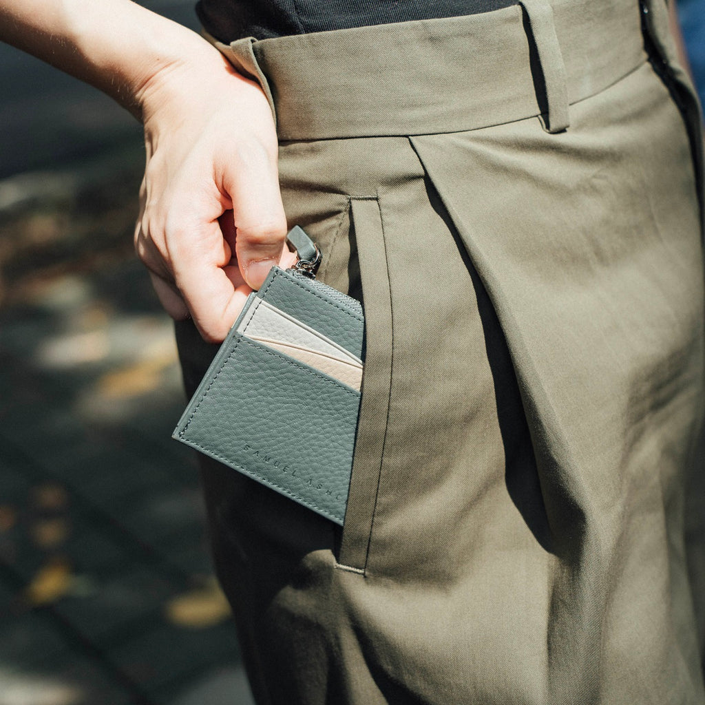 Amber Top Zip Leather Card Holder - Samuel Ashley