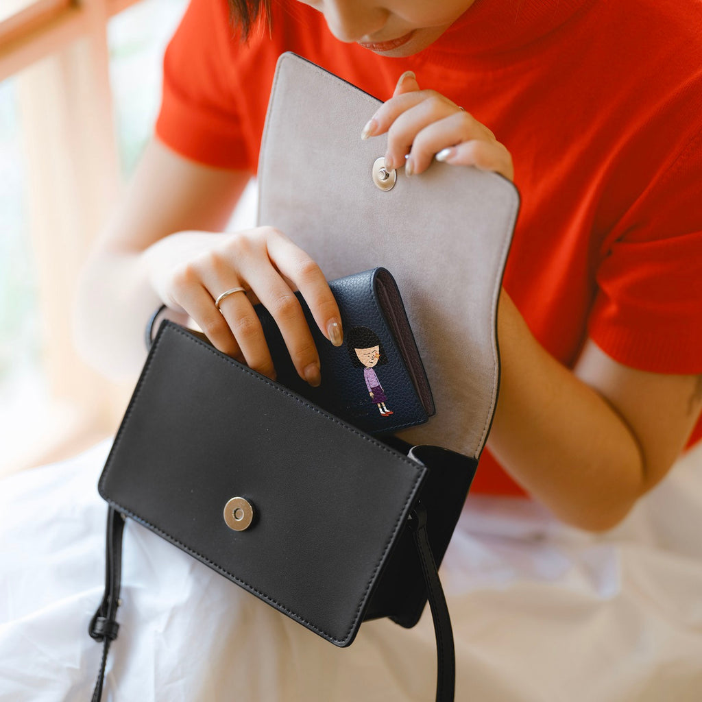 Samuel Ashley x Chibi Maruko Chan East-West Leather Crossbody Bag - Black