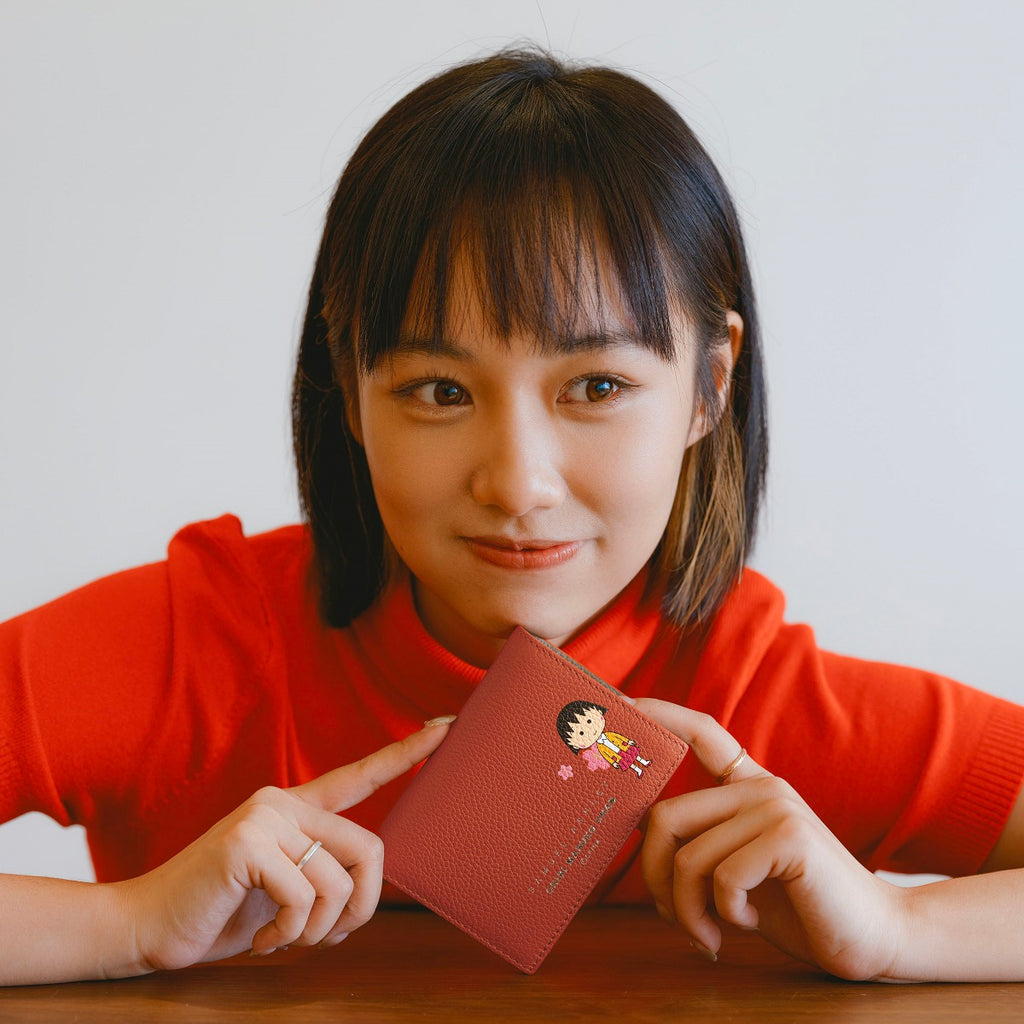 Samuel Ashley x Chibi Maruko Chan Bi-fold Leather Wallet - Brick Red