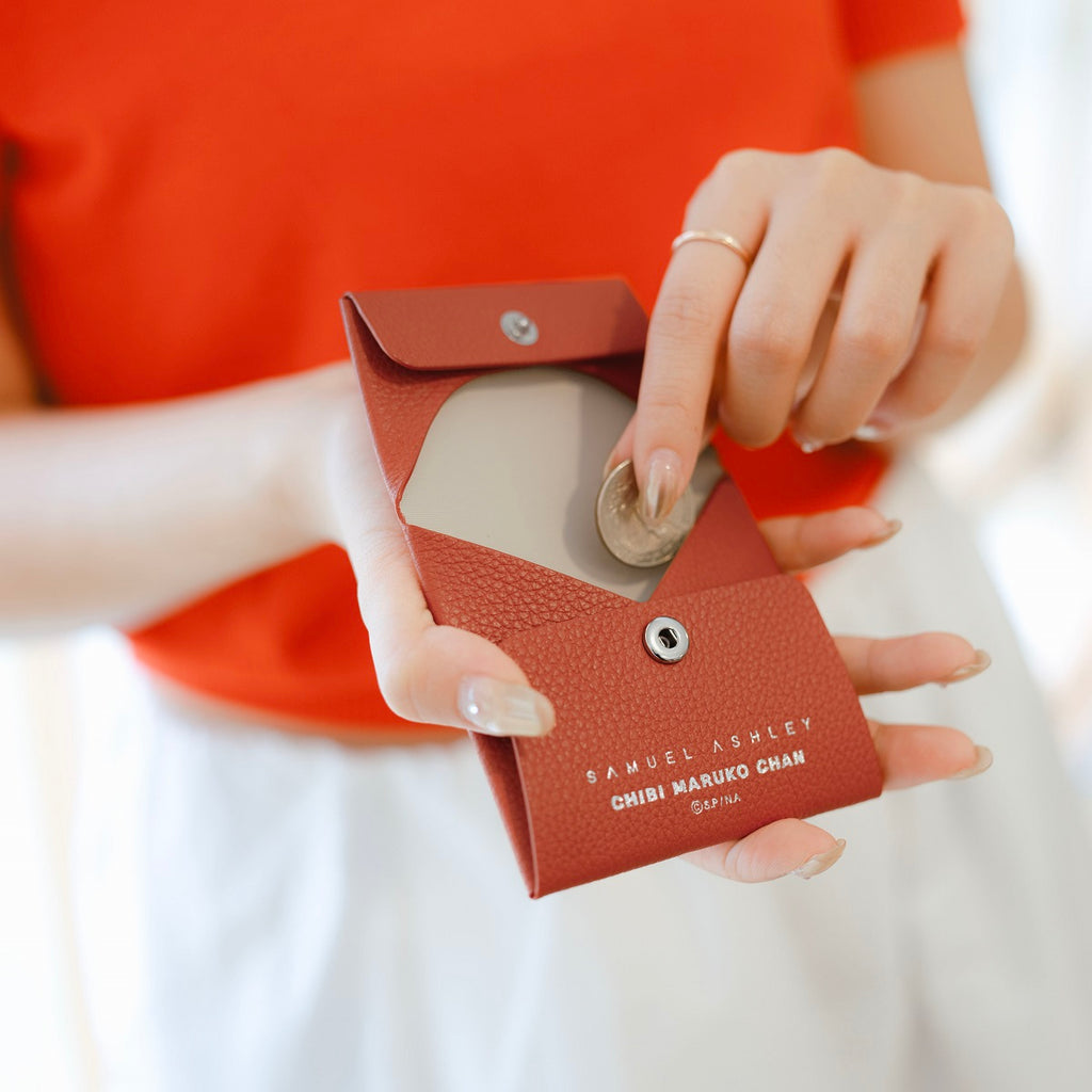 Samuel Ashley x Chibi Maruko Chan Leather Coin Case - Brick Red