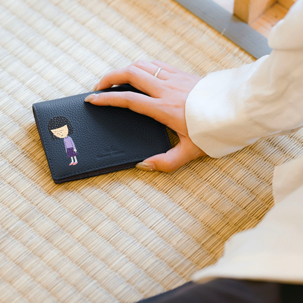 Samuel Ashley x Chibi Maruko Chan Bi-fold Leather Wallet - Navy