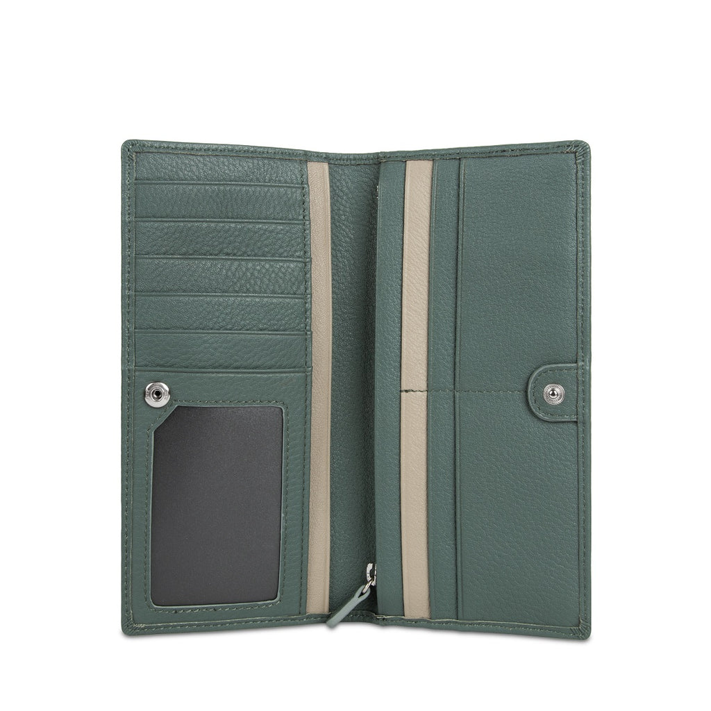Samuel Ashley - Emerson Long Leather Wallet in jungle green