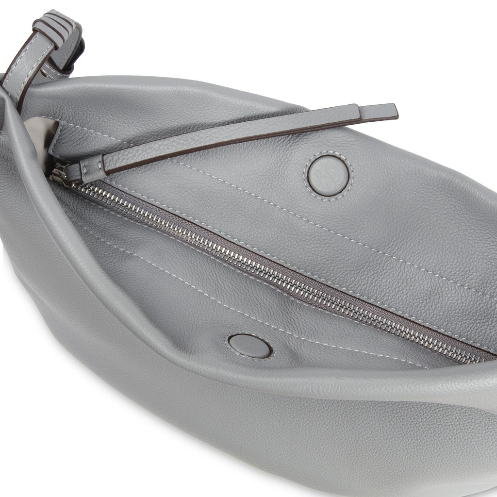 Samuel Ashley - Merly Half-moon Leather Hobo in ash grey