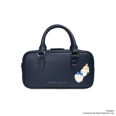 CHIIKAWA Leather Barrel Bag in navy - Samuel Ashley