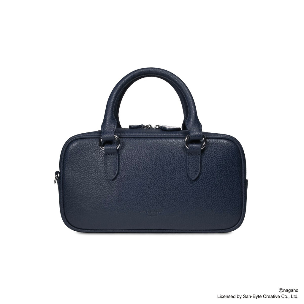 CHIIKAWA Leather Barrel Bag in navy - Samuel Ashley