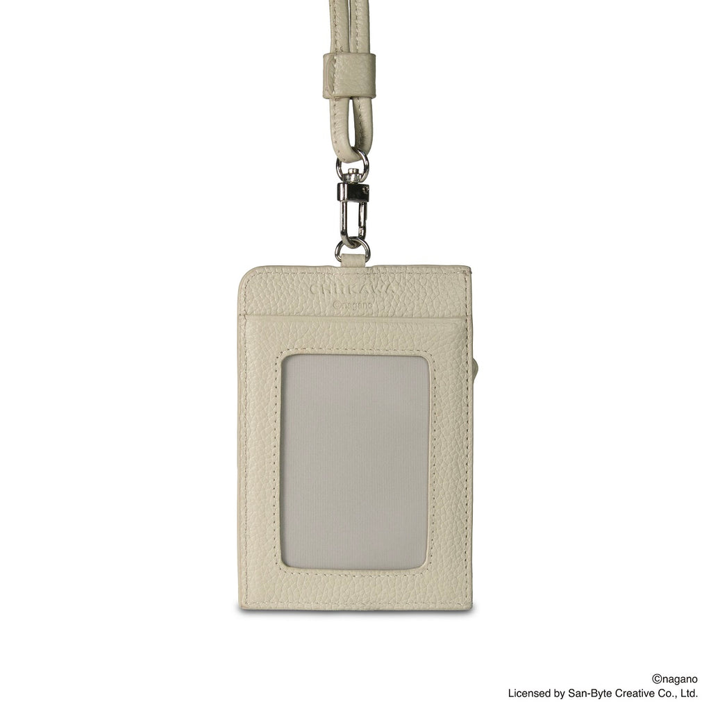 CHIIKAWA Leather ID Badge Holder in beige - Usagi - Samuel Ashley