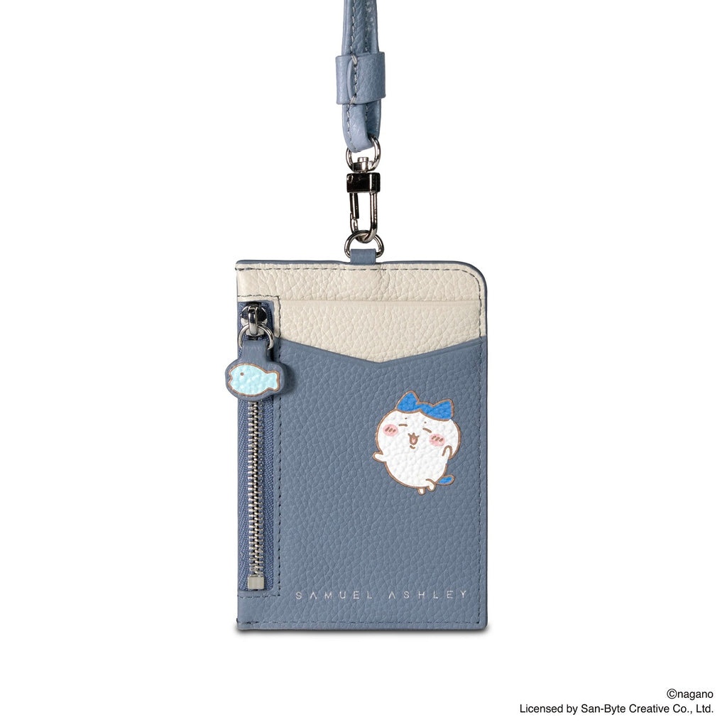 CHIIKAWA Leather ID Badge Holder in blue - Hachiware - Samuel Ashley