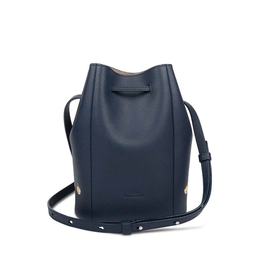 Samuel Ashley x Chibi Maruko Chan Leather Bucket Bag - Navy