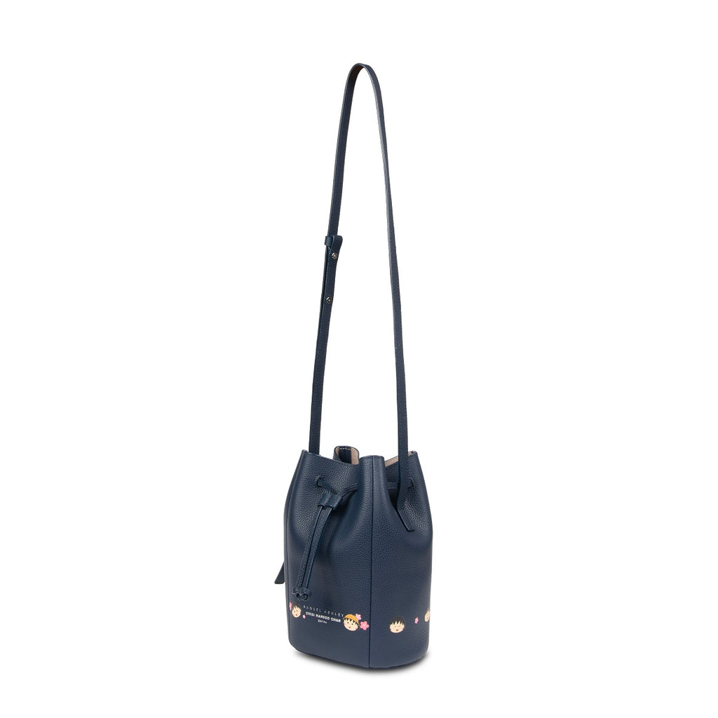 Samuel Ashley x Chibi Maruko Chan Leather Bucket Bag - Navy