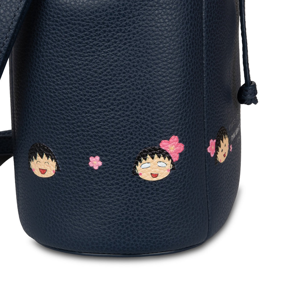 Samuel Ashley x Chibi Maruko Chan Leather Bucket Bag - Navy