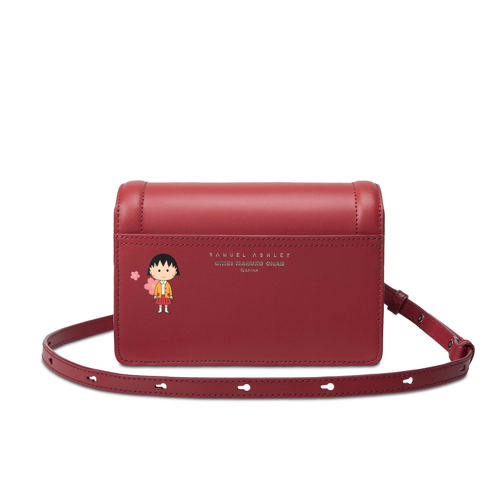 Samuel Ashley x Chibi Maruko Chan East-West Leather Crossbody Bag - Cherry
