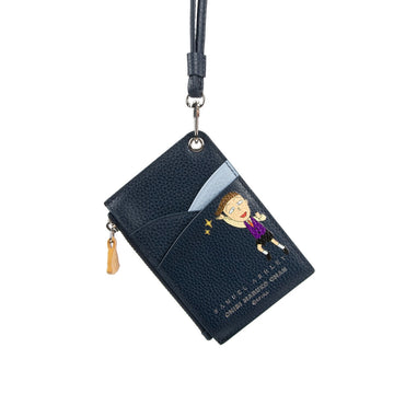 Samuel Ashley x Chibi Maruko Chan Leather ID Badge Holder  -Navy