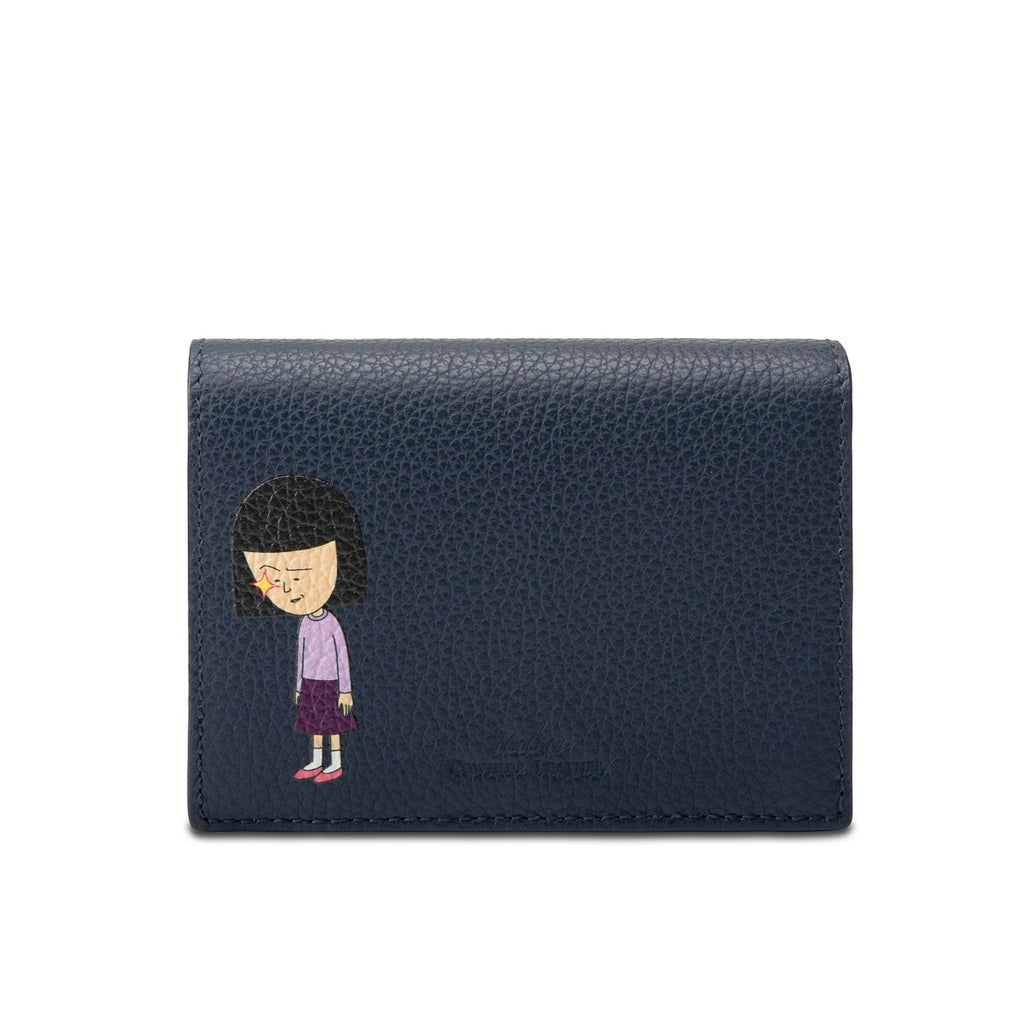 Samuel Ashley x Chibi Maruko Chan Bi-fold Leather Wallet - Navy