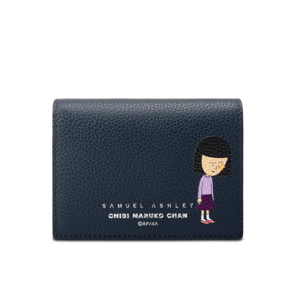 Samuel Ashley x Chibi Maruko Chan Bi-fold Leather Wallet - Navy