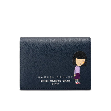 Samuel Ashley x Chibi Maruko Chan Bi-fold Leather Wallet - Navy