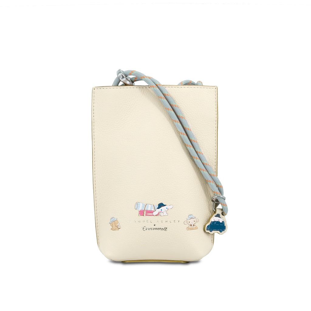 Samuel Ashley x Cinnamoroll Leather Phone Pouch in beige colour