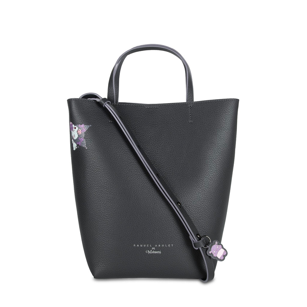 Samuel Ashley x Sanrio Characters Leather Shopping Bag - Kuromi - Dark Grey