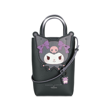 Samuel Ashley x Sanrio Characters Leather Phone Pouch - Kuromi - Dark Grey