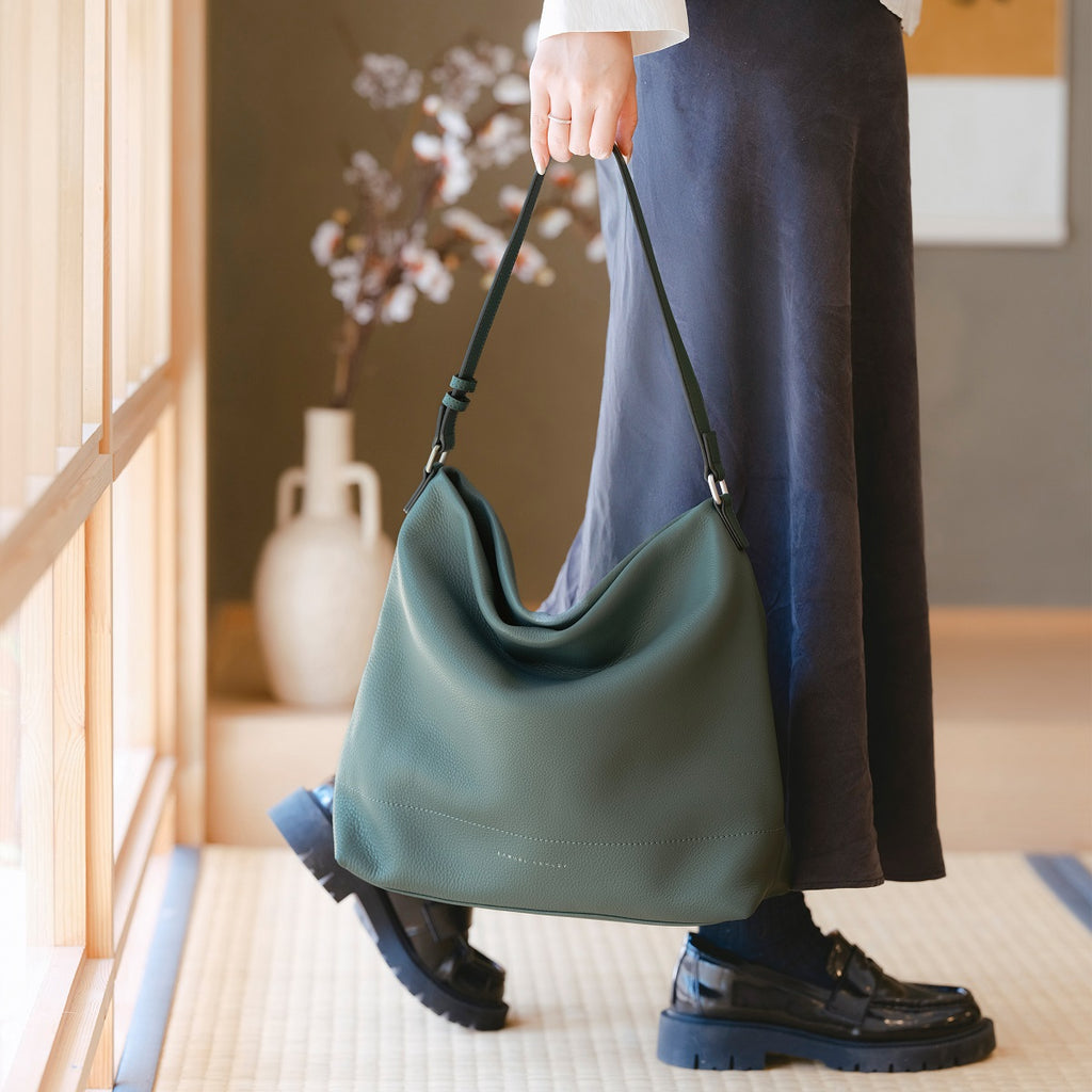 Samuel Ashley - Savannah Leather Hobo in jungle green