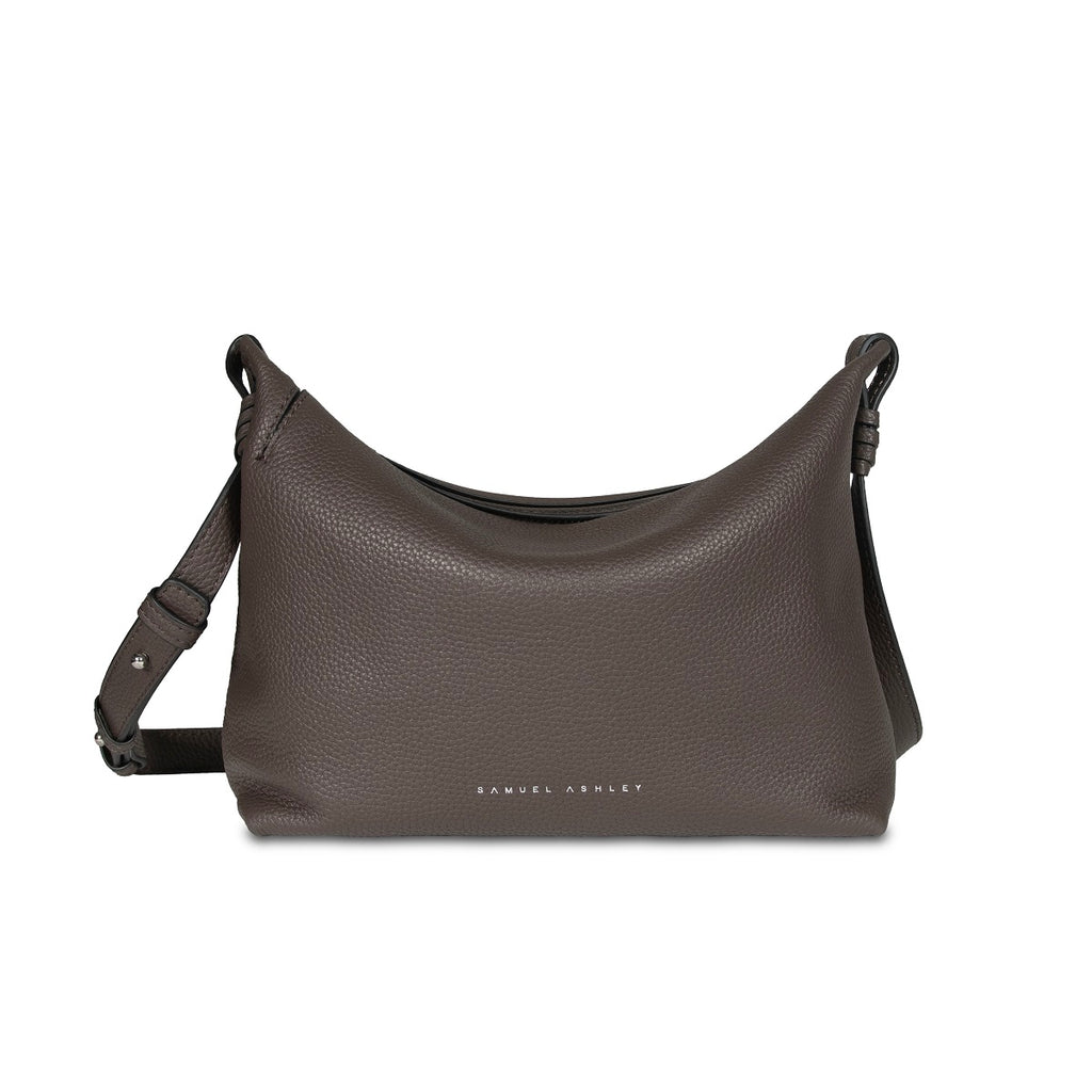 Samuel Ashley - Shelly Leather Crossbody Bag in dark mocha