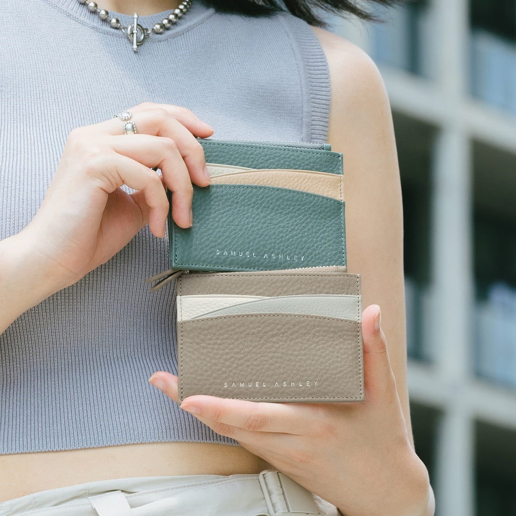 Amber Top Zip Leather Card Holder - Samuel Ashley