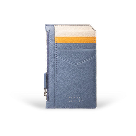 Nicky Leather Card Case with Zip Pocket - Samuel Ashley