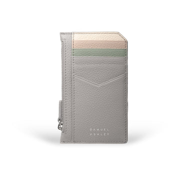 Nicky Leather Card Case with Zip Pocket - Samuel Ashley