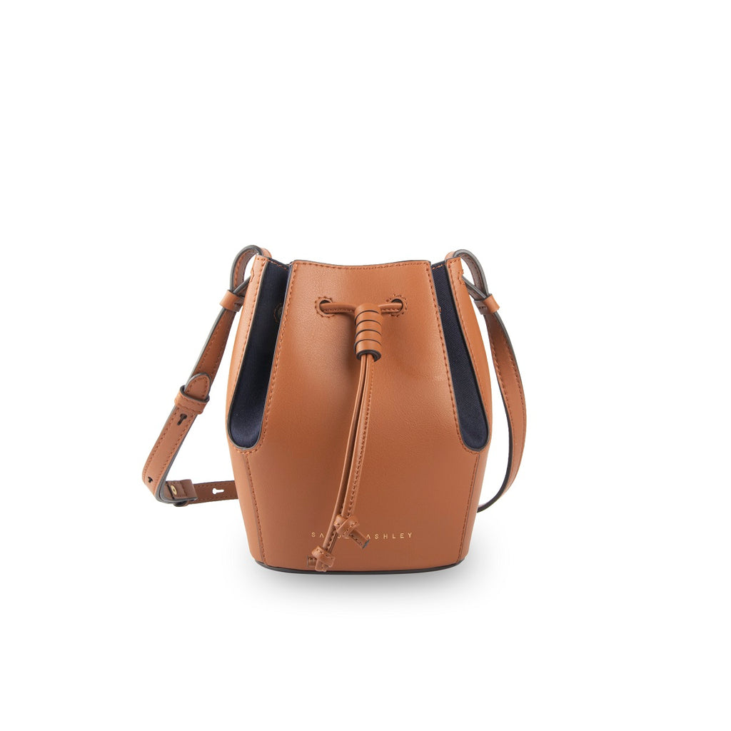 Samuel Ashley - Mini Chantal Drawstring Leather Bag in brown