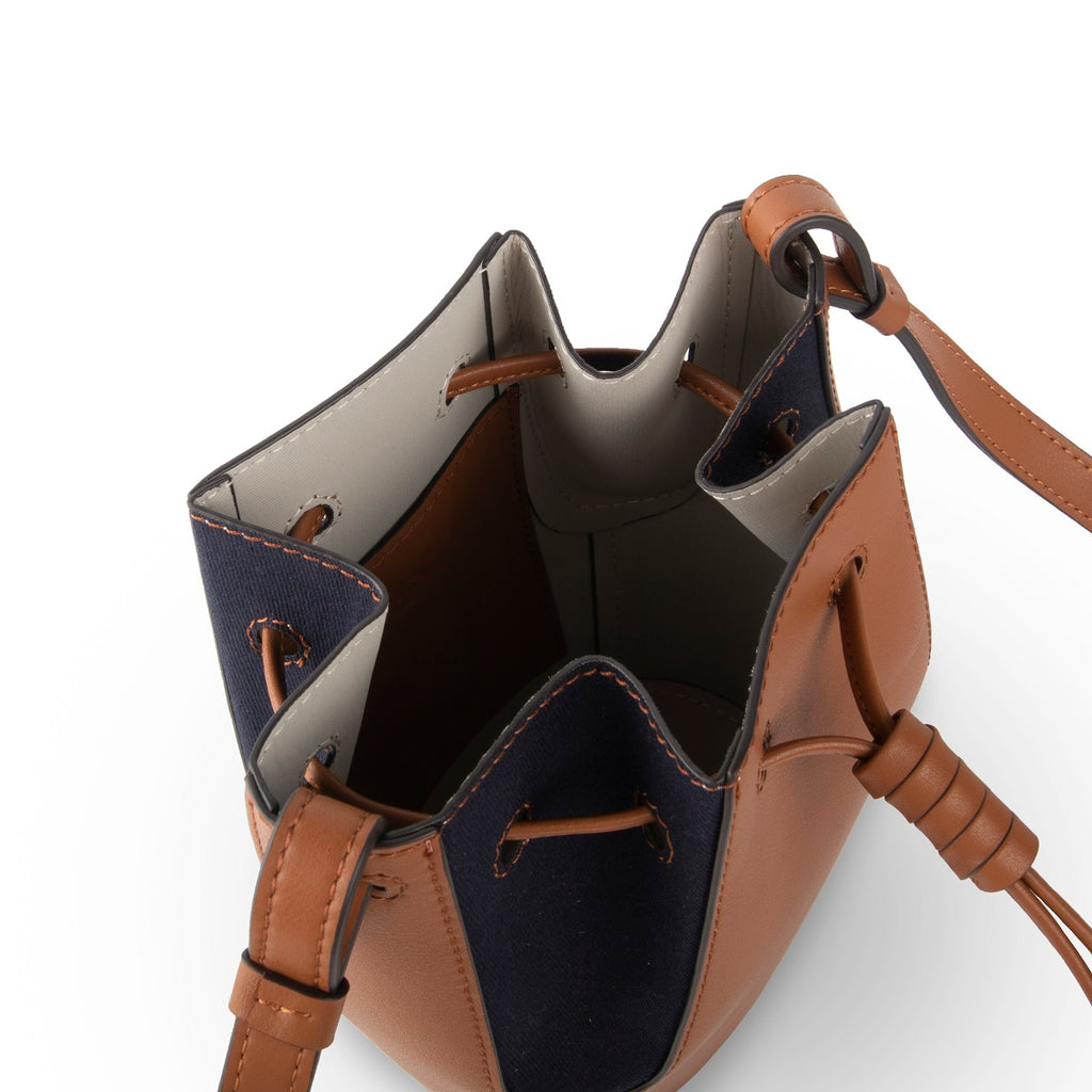 Samuel Ashley - Mini Chantal Drawstring Leather Bag in brown