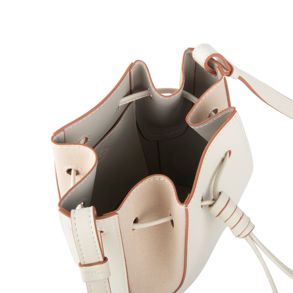 Samuel Ashley - Mini Chantal Drawstring Leather Bag in milk