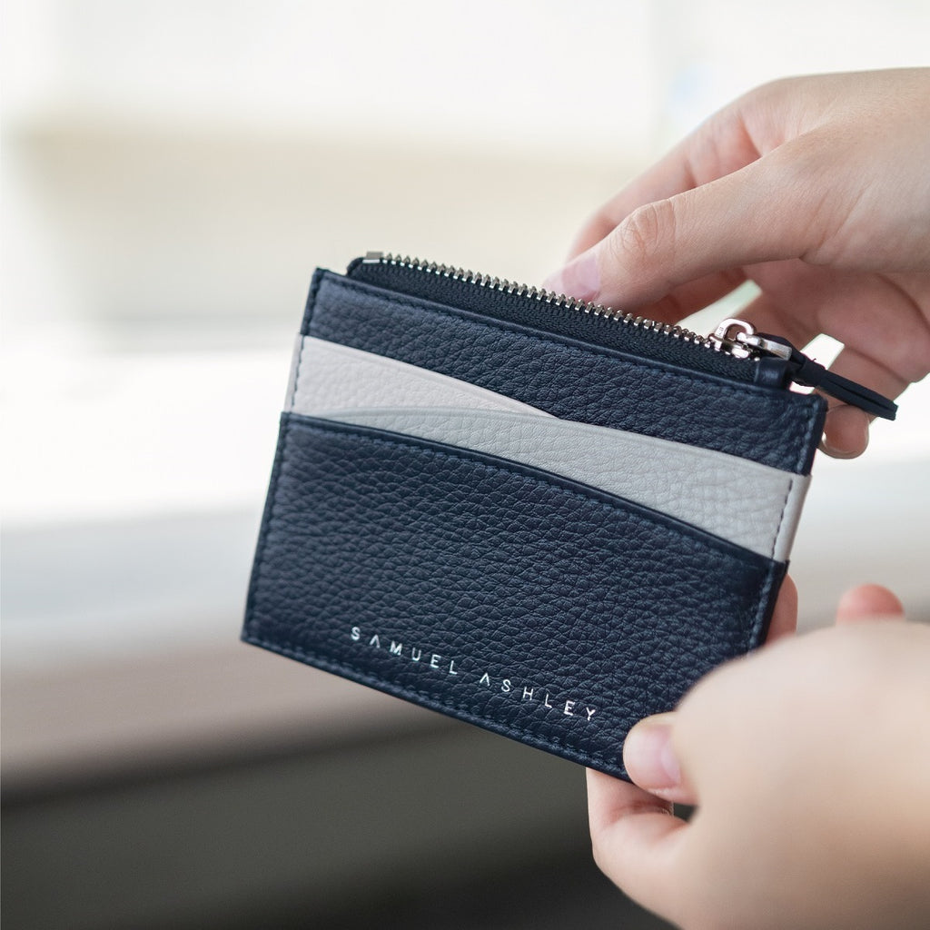 Amber Top Zip Leather Card Holder - Samuel Ashley