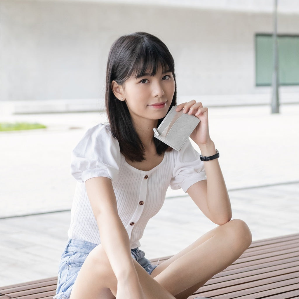 Amber Top Zip Leather Card Holder - Samuel Ashley