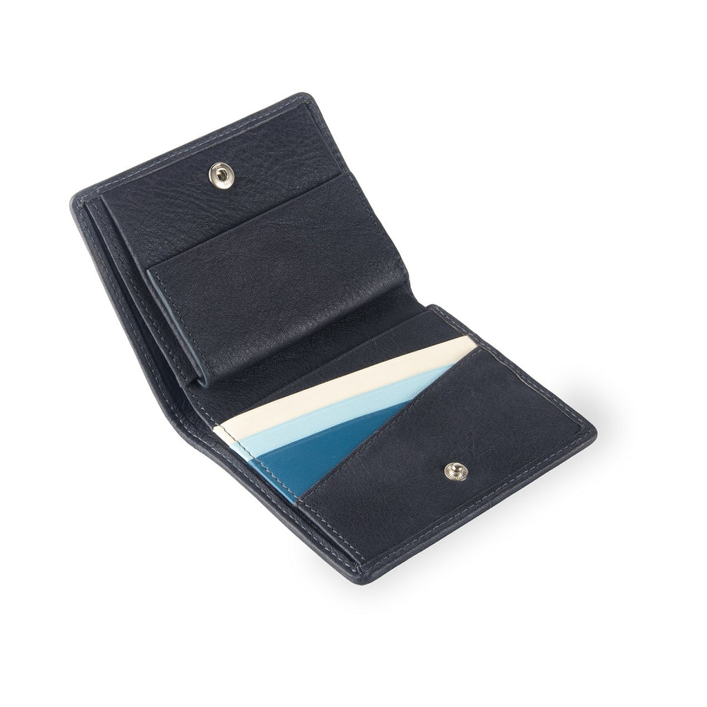 Logan Vertical Bi-fold Leather Wallet with Coins (RFID) - Samuel Ashley